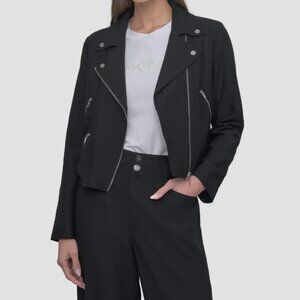 DKNY Donna Karan New York Crinkle Moto Jacket XL